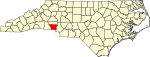 Map of North Carolina highlighting Gaston County